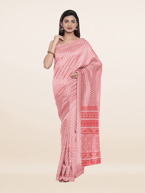

Pothys Women Pink Geometric Printed Cotton Blend Saree