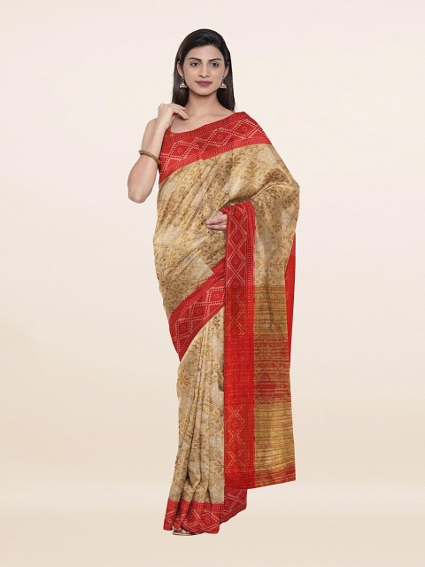 

Pothys Cream-Coloured & Red Woven Design Saree