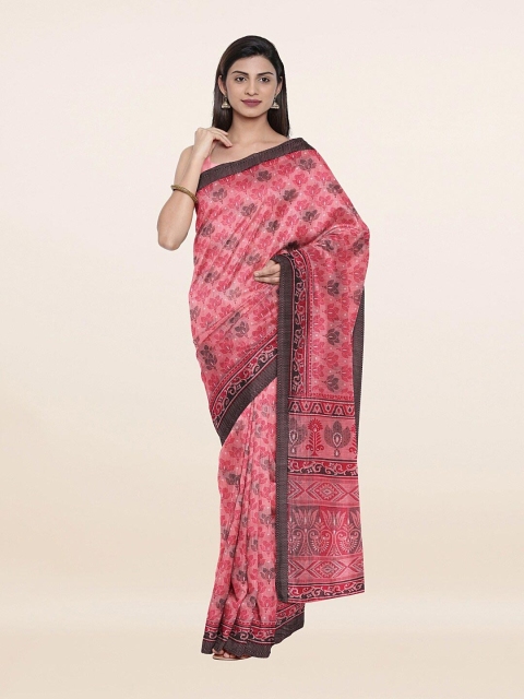

Pothys Women Pink & Grey Floral Woven Design Cotton Blend Saree