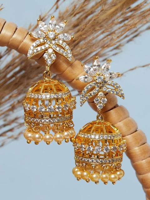 

Voylla Gold Plated Contemporary Jhumkas Earrings