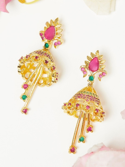 

Voylla Gold-Toned Contemporary Jhumkas Earrings
