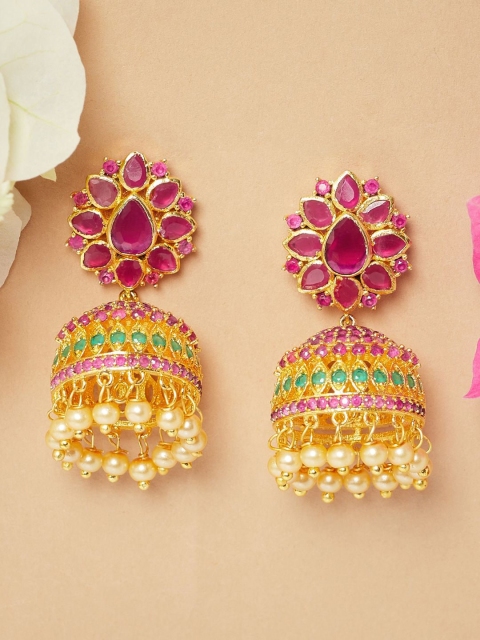 

Voylla Women Gold-Toned Contemporary Jhumkas Earrings