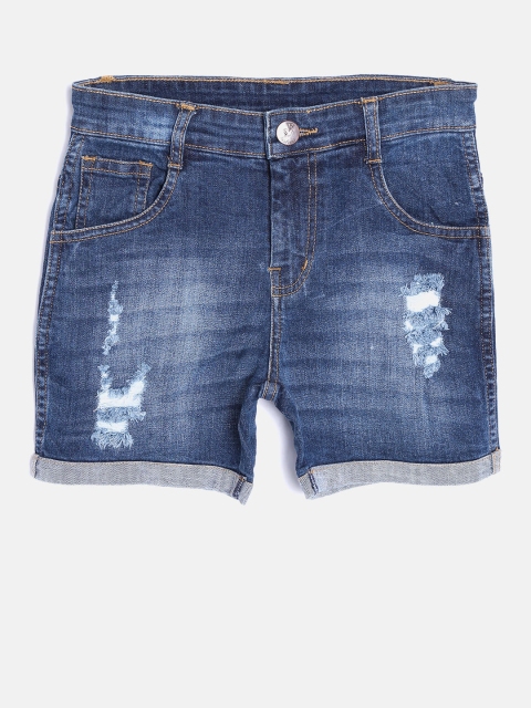 

612 League Girls Blue Washed Denim Shorts