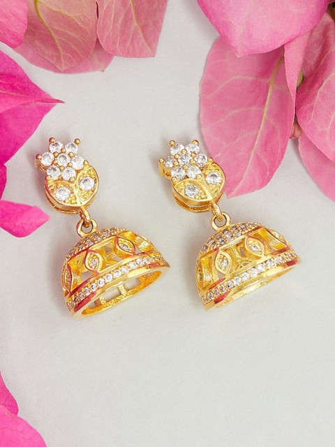 

Voylla Women Gold-Toned Contemporary Jhumkas Earrings
