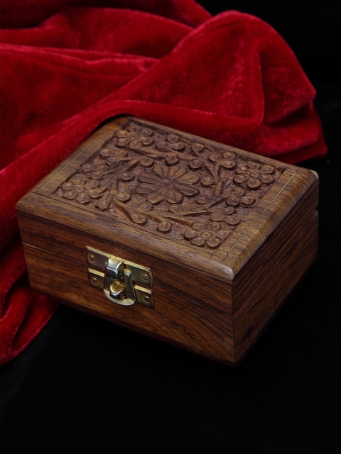 

PANASH Women Brown Textured Wooden Jewellery Box