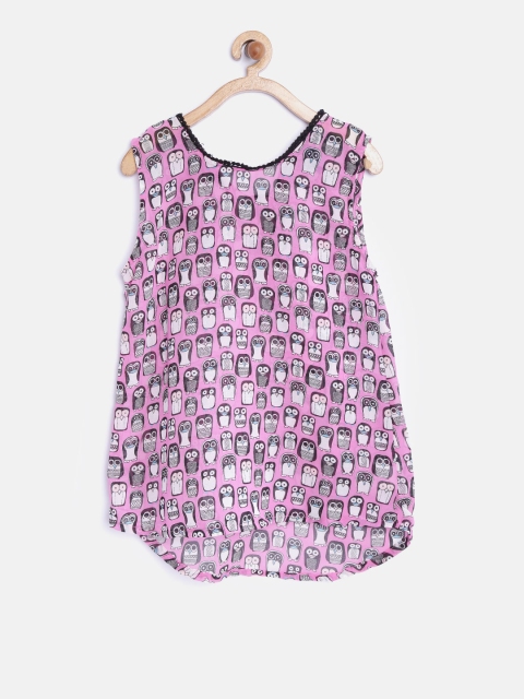 

612 league Girls Pink Printed Top