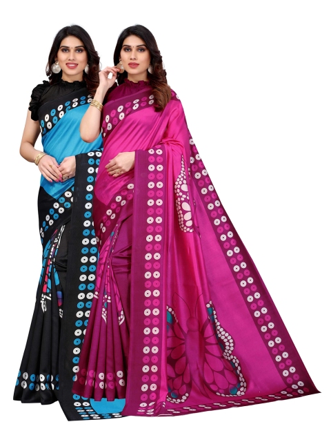 

AADVIKA 2 Pink & Blue Art Silk Saree