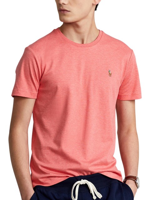 

Polo Ralph Lauren Men Pink Solid Soft Cotton Custom Slim Fit T-shirts