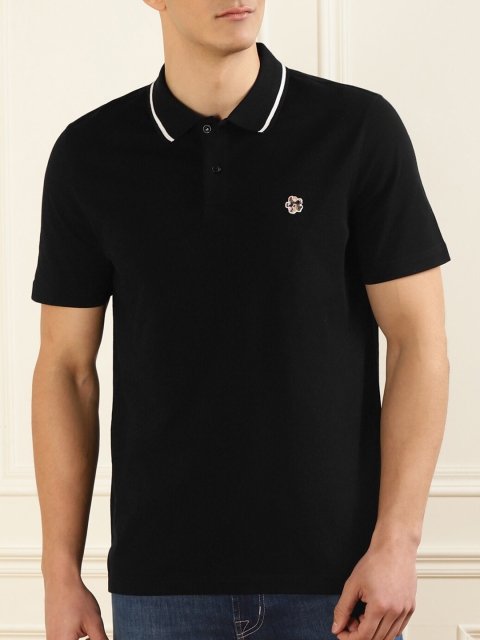 

Ted Baker Men Black Polo Collar Applique T-shirt