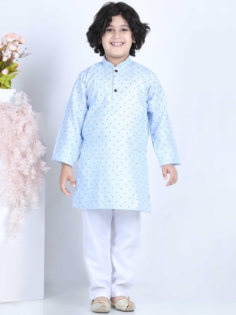 

Kidling Boys Blue Printed Angrakha Kurta with Pyjamas