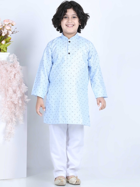 

Kidling Boys Blue Printed Angrakha Kurta with Pyjamas