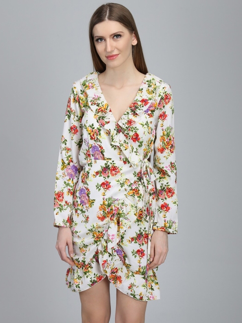 

DODO & MOA White Floral Crepe A-Line Dress