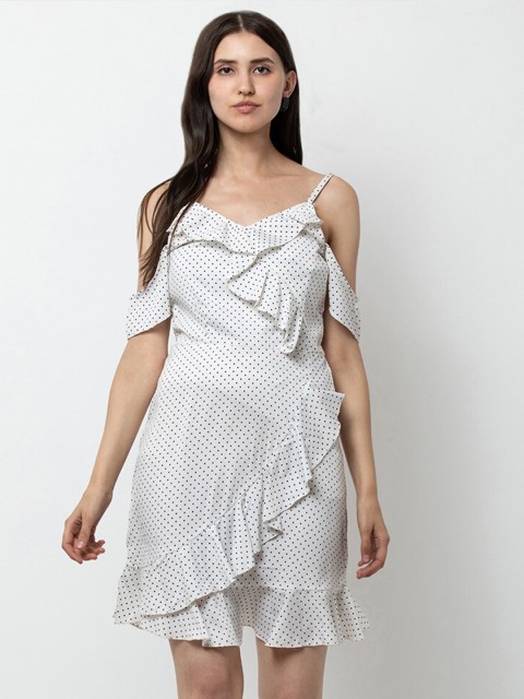 

DODO & MOA White Striped Crepe Dress