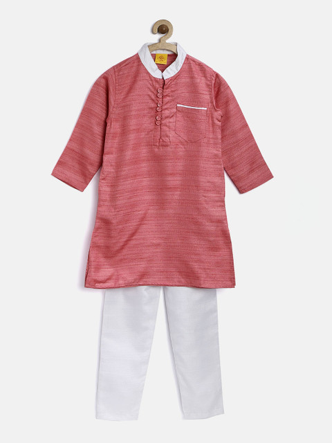

612 league Boys Pink & Off-White Kurta with Pyjamas