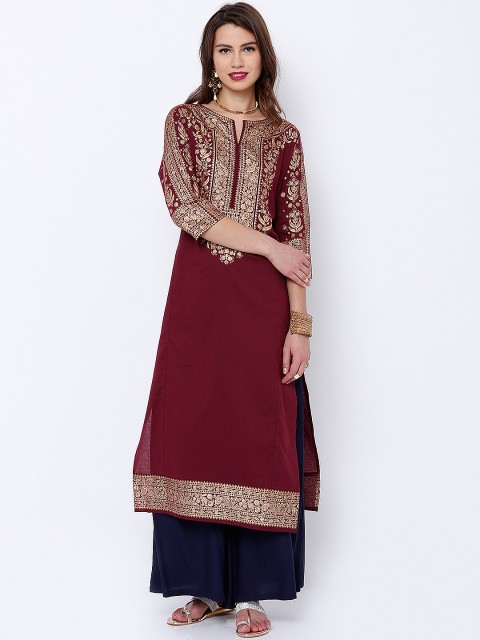 

Vishudh Maroon Printed Kurta