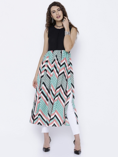 

Vishudh Green & Black Printed Kurta