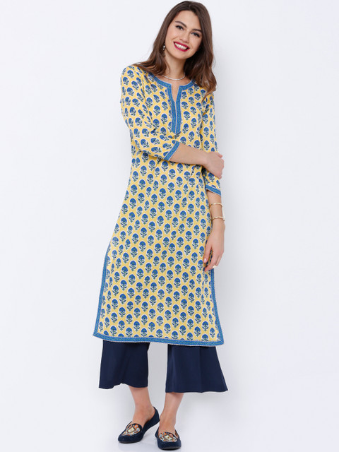 

Vishudh Yellow & Blue Printed Kurta