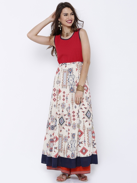 

Vishudh Cream Tribal Print Anarkali Kurta