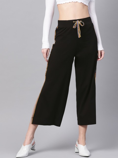

DressBerry Women Black Original Loose Fit Low-Rise Easy Wash Culottes Trousers