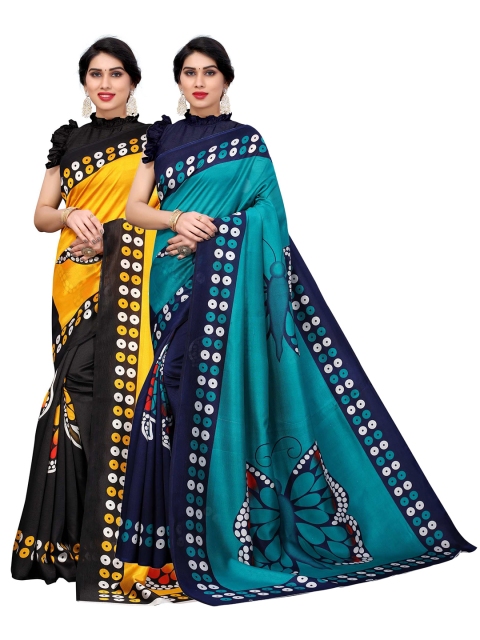 

AADVIKA Pack Of 2 Navy Blue & Black Silk Blend Saree