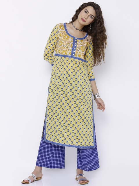 

Vishudh Yellow Floral Print Kurta