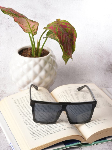 

HAUTE SAUCE by Campus Sutra Women Black Lens & Black Oversized Sunglasses with UV Protected Lens