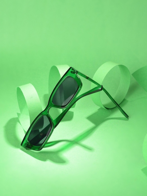 

HAUTE SAUCE by Campus Sutra Women Black Lens & Green Rectangle Sunglasses with Polarised Lens