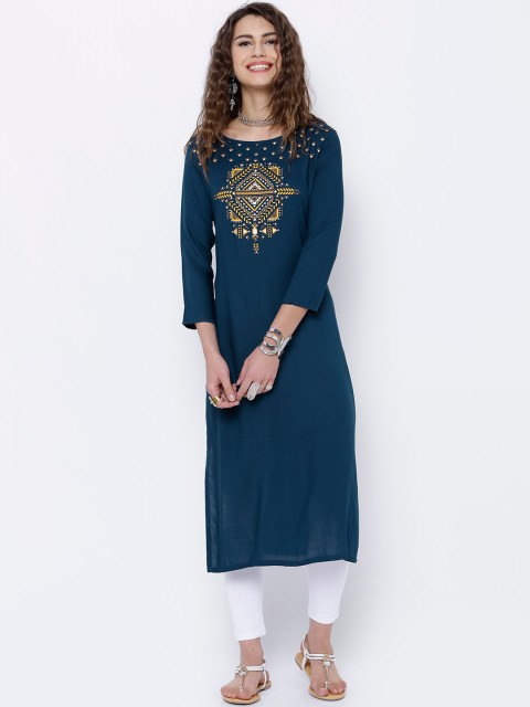 

Vishudh Teal Blue Printed Kurta