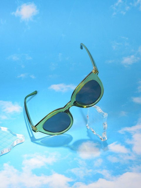 

HAUTE SAUCE by Campus Sutra Women Black Lens & Green Cateye Sunglasses with UV Protected Lens