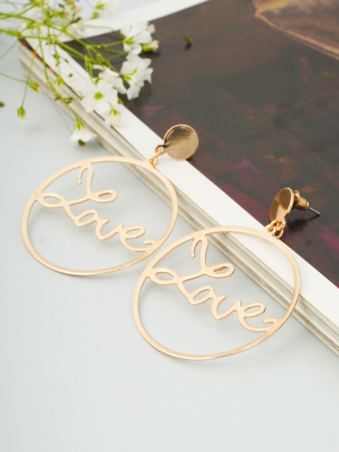 

Emmie Gold-Toned Love Ring Contemporary Drop Earrings