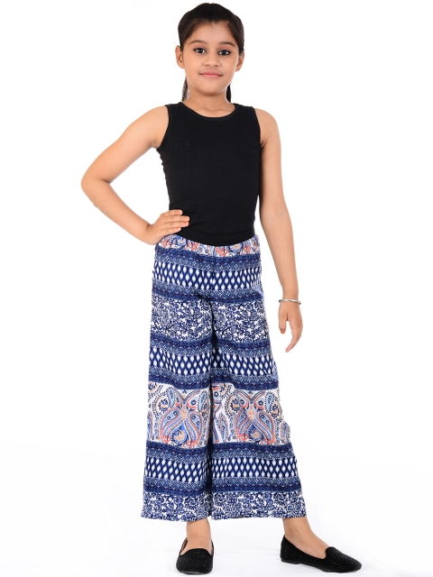 

naughty ninos Girls Blue & White Printed Palazzos