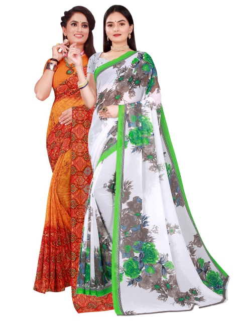 

Florence White & Yellow Pure Georgette Saree