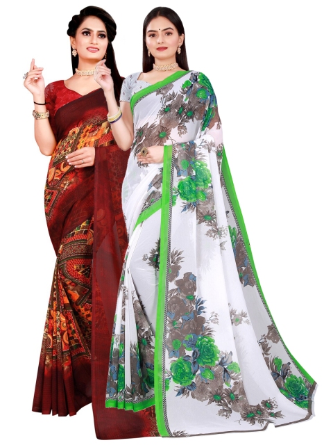 

Florence White & Brown Pure Georgette Saree