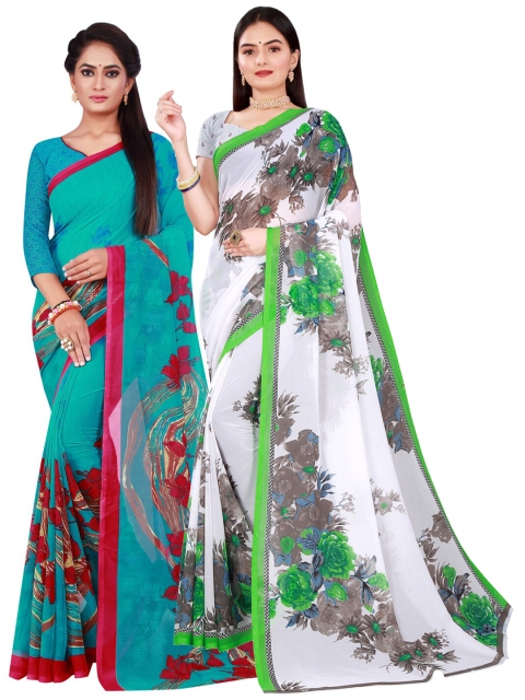 

Florence White & Blue Pure Georgette Saree