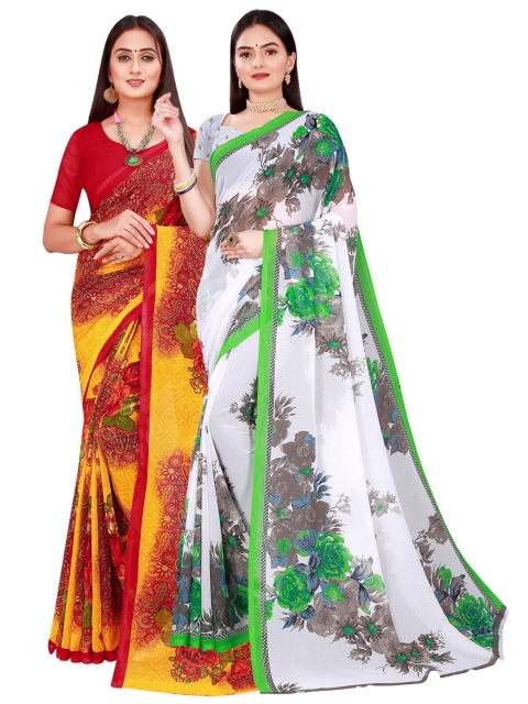 

Florence White & Yellow Pure Georgette Saree