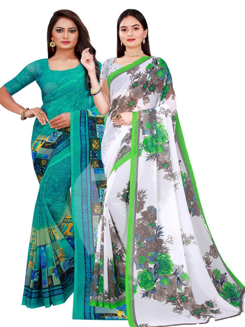 

Florence White & Teal Pure Georgette Saree