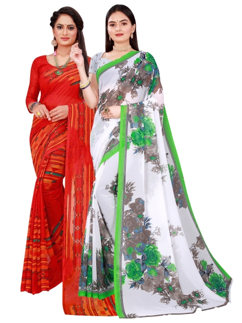 

Florence White & Red Pure Georgette Saree