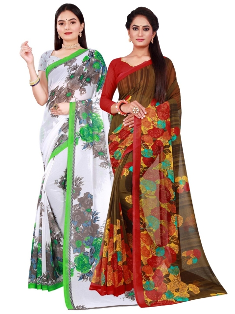 

KALINI White & Red Pure Georgette Saree