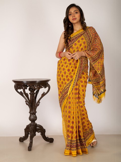 

Unnati Silks Yellow & Red Ethnic Motifs Pure Cotton Kovai Saree