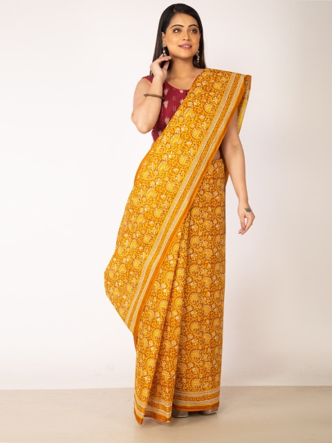 

Unnati Silks Women Rust & White Ethnic Motifs Pure Cotton Kovai Saree