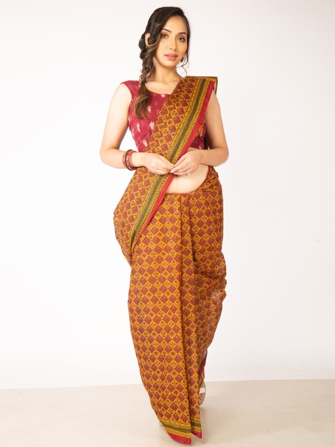 

Unnati Silks Yellow & Green Ethnic Motifs Pure Cotton Kovai Saree