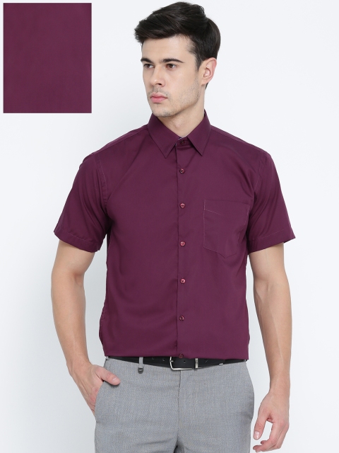 

Hancock Men Aubergine Solid Slim Fit Formal Shirt, Purple