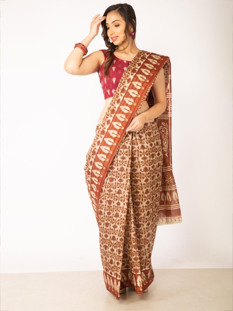 

Unnati Silks Brown & Maroon Ethnic Motifs Pure Cotton Kovai Saree