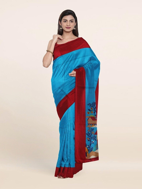 

Pothys Blue & Maroon Floral Saree