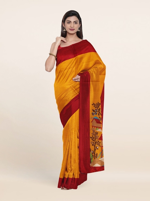 

Pothys Yellow & Maroon Floral Saree