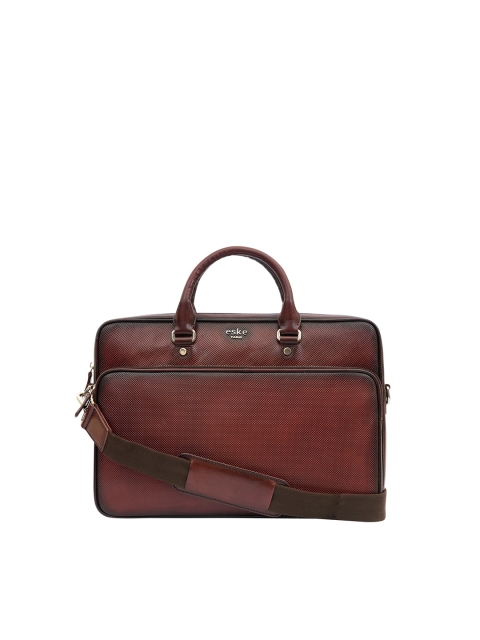 

Eske Men Maroon Textured Leather Laptop Bag