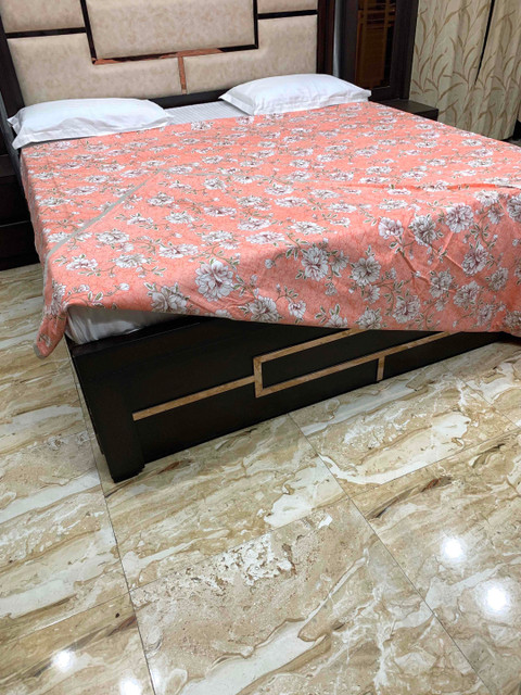 

Pure Decor Peach Colored & White Floral Printed 300 TC King Size Duvet Cover