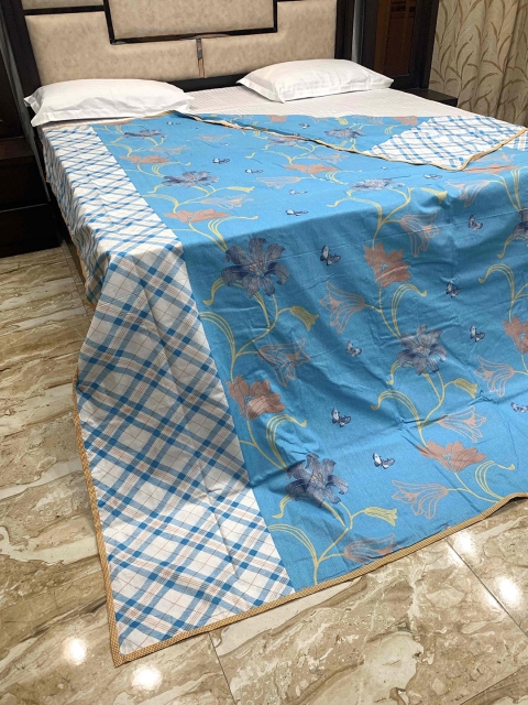 

Pure Decor Blue Printed Pure Cotton 300 TC Double King Duvet Cover