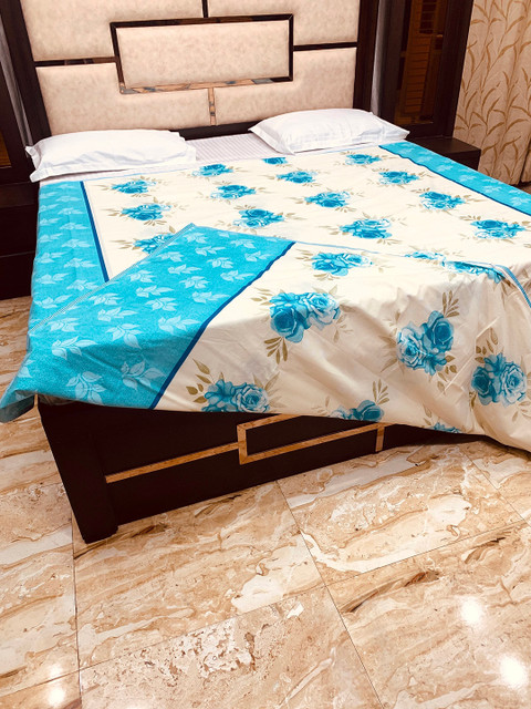 

Pure Decor Blue Printed Pure Cotton 300 TC Double King Duvet Cover