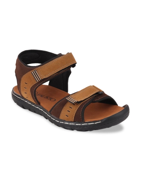 

FAUSTO Men Brown Solid Sports Sandals